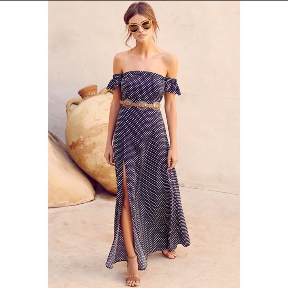 Dream Love Navy Blue, off the shoulder maxi dress